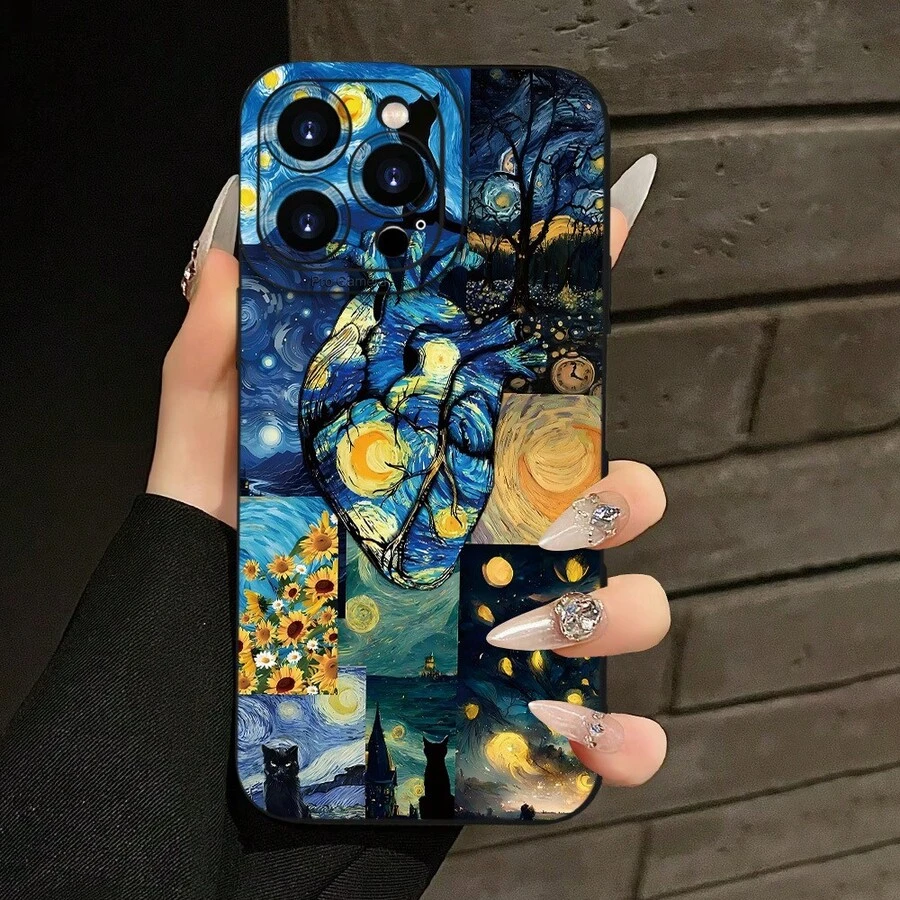 La funda de teléfono de TPU de alta calidad adopta el diseño de Van Gogh, una funda de protección creativa personalizada y de moda, resistente a impactos y caídas, a prueba de golpes y anti-caídas, resistente a las manchas y duradera, muy adecuada como regalo de cumpleaños o festivo para hombres y mujeres, adecuada para 17/17 Pro/17 Pro Max/17 Air/ 16/16 Pro/16 Pro Max/16 Plus/ 15/15 Pro Max/15 Pro/15 Plus/ 14/14 Pro/14 Plus/14 Pro Max/ 13/13 Pro/13 Pro Max/12/12 Pro/12 Pro Max/11/11 Pro/11 Pro Max/XR/X/XS/XS Max. Es el regalo de cumpleaños perfecto para novias, novios, esposos, esposas, amigos o para uno mismo, innovador y a la moda, adecuado tanto para hombres como para mujeres. - Multicolor 2075 - Ver 1