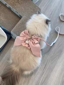 1 Dây nịt cho chó 3 trong 1 kiểu Nhật - Thiết kế nửa áo nửa nơ trang trí cho giống chó nhỏ (Bichon/Poodle) - Bộ dây dắt ngoài trời và dây đeo ngực có thể điều chỉnh - Dụng cụ dắt thú cưng dễ thương, Phụ kiện thời trang cho chó, Đạo cụ chụp ảnh cho chó con, Sản phẩm bán chạy nhất tại cửa hàng thú cưng, Vật dụng thiết yếu cho chuyến phiêu lưu trong công viên thành phố - Bụi hồng - Xem 1