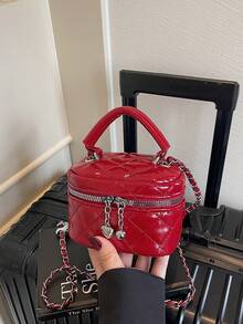 1 pièce Mini sac à main pour femme, couleur unie, sac bandoulière croisé avec motif en losange brodé. Convient pour ranger les cartes et les clés. Porte-monnaie mignon avec décoration en forme de cœur, style Y2K. Sac pour femme adapté à un usage quotidien, aux courses et aux voyages.