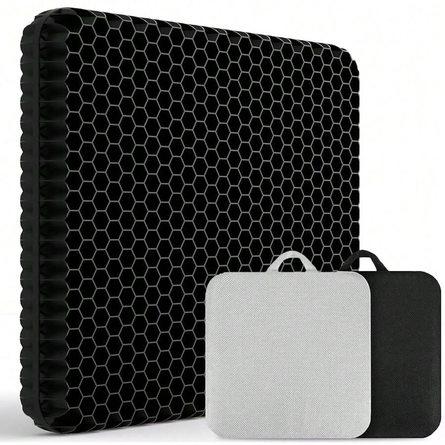 19.7" Gel Seat Cushion, Super Large & Thick Office Chair Cushion For Long Sitting - Back Hip Tailbone Pain Relief Cushion, Egg Seat Cushion Desk Chair Pads For Cars Wheelchair - Fits Up To 350 Lbs-222684 - 黑色較大 - 查看 1