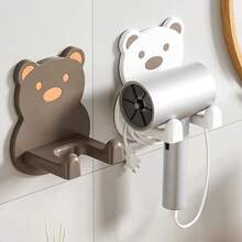 1/3pcs Bear Shaped Hair Dryer Holder Wall Mount, No Drill Bathroom Hair Dryer Rack - Multicolor - View 2