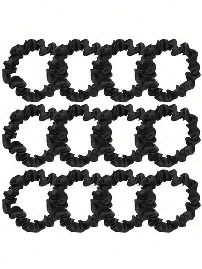 12pcs Black Silk Satin Hair Ties, Soft & Fashionable Silk Hair Bands Hair Accessories