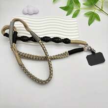 带花边绳的长挂绳手机带、可调节斜挎电话线、手工编织防丢失手机带、通用女士手机链、带系绳的手机腕带、尼龙手机腕带 - 彩色 - 查看 11