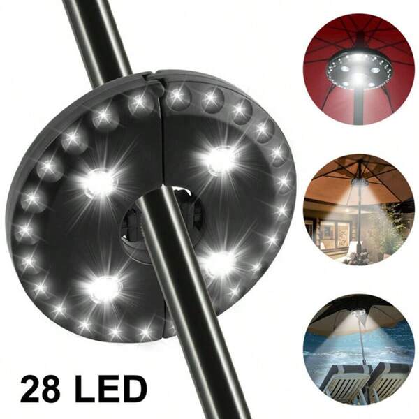 1 szt. Lampa parasolowa, lampa do parasola ogrodowego, żarówki LED o wysokiej jasności, 3 tryby oświetlenia, łatwa instalacja, regulowany zacisk i pętla do zawieszania, odpowiednia do: ogrodu, imprezy na patio, parasola ogrodowego, parasola namiotowego, parasola plażowego
