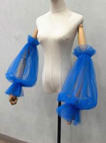 1pc Black Mesh Bubble Sleeve & 2pcs Elastic Bride Sleeve Covers Autumn Accessories