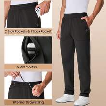 34"/36" Inseam Mens Tall Sweatpants Water Resistant Fleece Lined Pants Men With 3 Pockets Workout Joggers-2025 - 黑色 - 查看 3