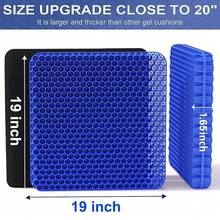 Gel Seat Cushion, Double Thick Egg Gel Cushion For Pressure Pain Relief, Breathable Wheelchair Cushion Chair Pads For Car Seat Office Chair (16x14x1.65inch)-973700 - 1-藍色超大1919165英寸 - 查看 3