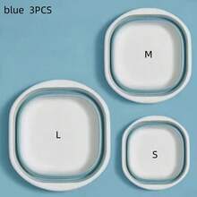 Conjunto de 3 bacias portáteis dobráveis, conveniente para lavar o rosto, roupas, etc. Compacto e economiza espaço para viagens