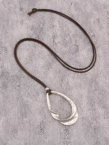 1 件简约扭曲圆形吊坠长项链，高端小众串珠颈链，男女通用情侣项链，中东风格金银色配饰，适合日常约会，送给女朋友/男朋友的礼物 - 蠟繩 - 查看 30