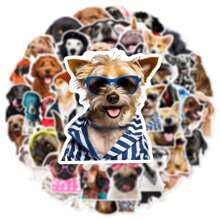 50 Pcs Funny Realistic Dog Expression Stickers, PVC Sticker For Envelopes, Fishing Rod Decor, Party Decorations, Labels, Self-Adhesive Stickers, Suitable For Scrapbooks, Laptops, Luggage, Guitars, Water Bottles, Phone Cases, Urban Youth Fashion Decorations