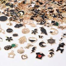 10/20/30/50/80/100 件简约粉色珐琅 + 金合金随机混合心形、五角星、大象、叶子吊坠，适用于包包装饰，手工 DIY 珠宝制作项链手链耳环配件 - 粉紅+金 - 查看 11