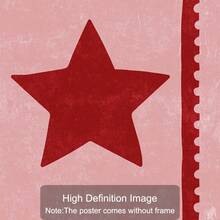 1 pieza Póster vintage con estampado de estrella rosa y roja sin marco, arte de pared en lienzo con estética minimalista y femenina, decoración moderna para dormitorio, apartamento, sala de estar, habitación, hogar