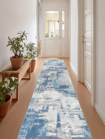 1pc Light Blue Rugs,Modern Minimalist Style,Runner Rug,900g/M² 0.5cm Thicknessnon-Slip Washable And Machine Washable,Home Decor, Living Room,Kitchens,Passage, Bedroom, Dining Room, Office, All Seasons