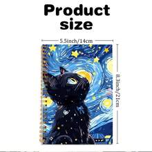 1 pezzo Quaderno a spirale con motivo cielo stellato e gatto nero, colori misti, materiale carta, con kit per scrapbooking, per forniture scolastiche e per ufficio, amici, colleghi, donne, me