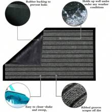 Door Mat Indoor & Outdoor - Strong PVC Rubber Backed | Anti-Slip Washable, Dirt Trapper For Hallways Kitchen - 酒紅色 - 查看 9