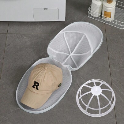 1/2pcs Hat Washer Rack With Mesh Bag For Washing Machine, Cap Cleaner Support Frame For Baseball Caps, Dishwasher Hat Protector Organizer Storage Holder, Holiday Gift, Christmas Present For Boy