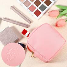 1 Pc Women Waterproof Makeup Bag For Business Travel Vacation Camping Beige - 粉色 - 查看 4