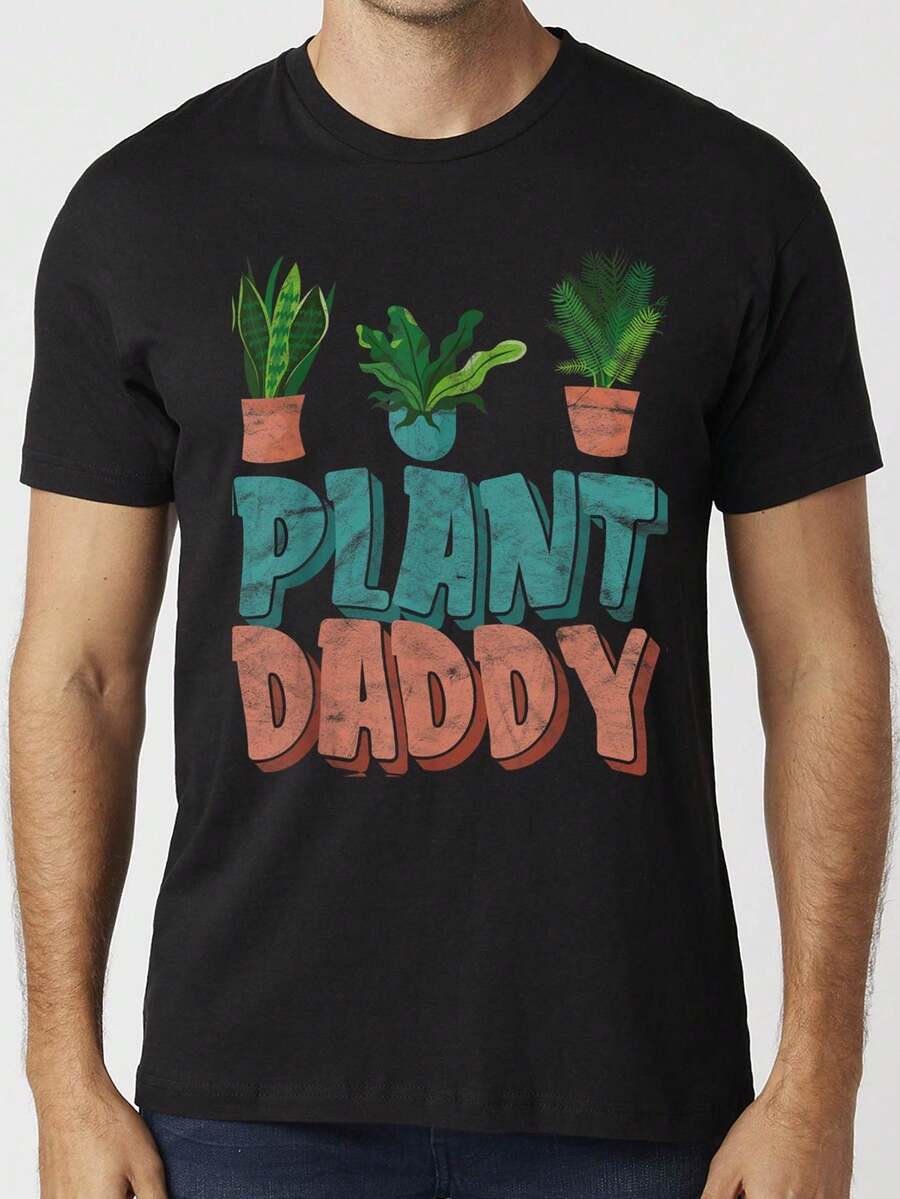 Cactus Planter Pot , Durable Shirt, Fashion Choice, Mens T Shirts, Comfortable For Group Runs Or Solo Jogs In The Park,100 Percent Cotton Shirts, Black Street Graphic Tees, Men's T-Shirt, Funny Graphic Vintage T Shirts,S-XXXL,Christmas And New Year Gifts - 黑色 - 查看 1