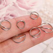 6pcs/Set Simple Gold Nose Rings, Popular Double Nose Ring Single Piercing For Women And Men Body Jewelry Gift - Yellow Gold - View 15