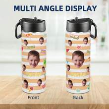 1pc Personalized Water Bottles Tumblers With Straw Lid For For School, Custom Water Bottle With Photo Picture Text, Custom Insulated Stainless Sport Bottle With Name, Stainless Steel Insulated Sport Water Bottle With Straw Lid & Handle, Customized Cup Gifts For Men Women Birthday Anniversary Christmas, Back To School Gifts For Student Assistant Teacher, 18 OZ