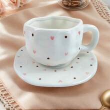 极简主义陶瓷不对称马克杯带碟早餐牛奶咖啡杯办公室宿舍专用杯碟套装 - 多選 - 查看 10