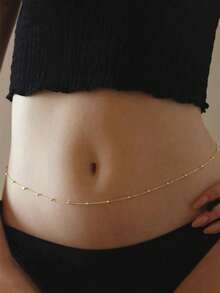 Nooxian 1 件女士腰链，防水防锈不锈钢串珠腰链，夏季海滩度假腰链身体首饰，比基尼肚脐腰链配饰，日常分层配饰礼物