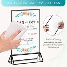 4 Pack4x6inch 5 X 7 Inch Clear Acrylic Sign Holder With Borders And Vertical Stand, Double Sided Table Menu Holders Picture Frames For Restaurant Signs, Wedding Party Table Numbers