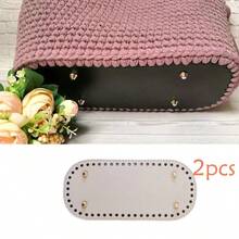 1 pezzo/2/3 pezzi Fondo in pelle PU con borchie, adatto per borse fai-da-te all'uncinetto, borse a tracolla - Fondo rotondo con fori, pratico per la tessitura - Senza fodera, monocromatico, bordi verniciati, progettato per la realizzazione di artigianato, senza accessori di chiusura.