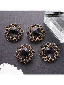 4 件套多色多尺寸水钻镂空经典金属纽扣，DIY 装饰外套、夹克、缝纫用品、服装配饰 - 彩色 - 查看 26