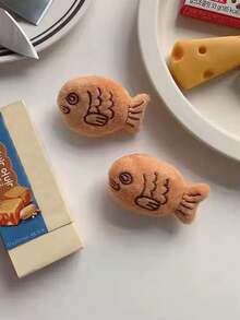 2件/4件可爱毛绒鲷鱼烧胸针小鱼胸针背包服装配饰配套胸针装饰户外日常男女秋冬秋季 - 彩色 - 查看 8