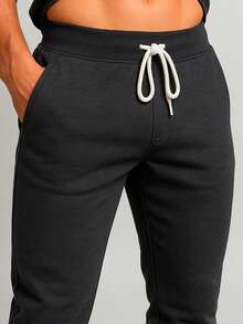 ROUND NECK CREW SWEATSHIRT + SPORTY SWEATSHIRT PANTS SET - màu đen - Xem 5