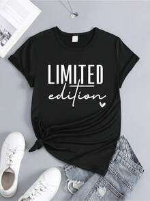 Letter Printed Causal Round Neck T-Shirt,Short Sleeves Sports Running Tops,Women's Activewear