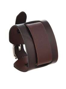 1pc Double Row Punk Style Leather Bracelet, Personalized Wrist Cuff Jewelry, Suitable For Daily Wear, Gift