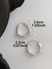 1 Paar Metall geometrische elegante schicke personalisierte klassische Retro Mode Damen Creolen - Silber - Übersicht 4