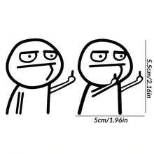 Easypie Selection 2 PIEZAS Pegatina de coche con dedo medio divertido - Calcomanía reflectante impermeable para ventanas/carrocería, decoración de automóvil estilo de dibujos animados