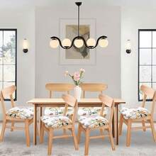 Stretch Non-Slip Soft Washable Dining Chair Covers Set Of 4, Yellow Cushion Slipcovers Kitchen And Dining Room Chairs - 03 - View 6
