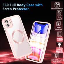 Hadaasi 1个粉色磁吸手机壳，内置屏幕保护膜，[兼容无线充电] 360°全方位防震保护壳，[亲肤材质 & 防刮设计] 兼容 17 Pro/17 Pro Max/Air/17 和 Galaxy S26 Ultra/S26 Plus/S26/S25 Ultra，国际版，非国内版 - 粉色 - 查看 5