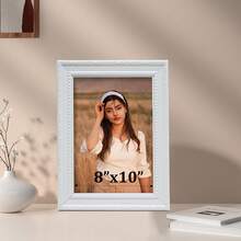 1 pieza/4 piezas Marco de fotos decorativo retro blanco europeo, decoración de pared, muestra fotos de 3.5x5", 4x6", 5x7", 6x8", 8x10", horizontal o vertical para mesa o pared, adecuado para dormitorio, sala de estar, regalo ideal para Halloween, Navidad, Año Nuevo (se incluye papel fotográfico al azar)