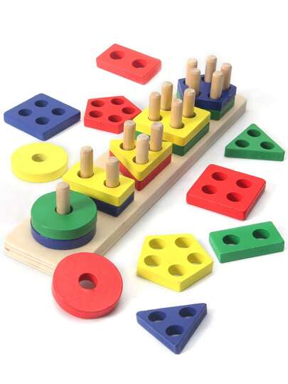 5 piezas de juguetes sensoriales Montessori, útiles para mejorar la percepción, el enfoque y el entrenamiento visual. Materiales educativos para jardín de infantes y preescolar. Juegos de mesa, adecuados para niños y niñas de 2 a 4 años, excelente regalo de cumpleaños. Rompecabezas de aprendizaje de madera, adecuados para niños pequeños y preescolares, incluye juguetes de clasificación de formas