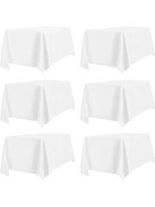 6 paquets de nappe blanche 57 x 120 pouces, nappe en satin résistante aux taches et aux faux plis pour les tables rectangulaires de 6 à 8 pieds, nappe en polyester pour les tables de salle à manger, les mariages, les fêtes, les banquets et le camping - Multicolore - Voir 3