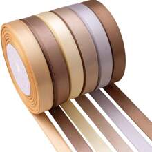 150 Meter 6 Pack grünes Satinband in verschiedenen Uni-Farben für Basteleien, Weihnachten, Geschenkverpackung, Hochzeit, Blumensträuße, Einladungen, Haarschleifen