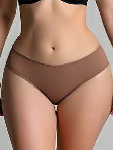 7pcs/Set Casual - Comfortable Minimalist Casual - Sports Casual Home Comfortable Style Solid Color Mid-Waist Women Panties - Multicolor - View 3