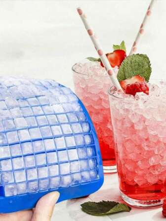 1 pieza - Molde de silicona mini para cubitos de hielo, 160 cubitos de hielo cuadrados pequeños de silicona, muy práctico en verano, bandeja de hielo pequeña, molde de hielo, molde cuadrado, máquina de hielo, se puede usar para café, bebidas.