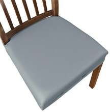 Fundas elásticas para asientos de sillas de comedor, suaves, impermeables, sólidas, para decoración del hogar - Gris - Ver 6