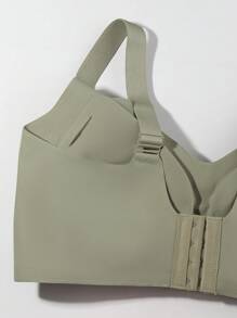 1件大码绿色女士文胸，无钢圈全罩杯舒适透气运动瑜伽文胸，优雅日常家居服