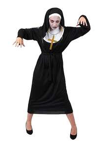 Zombie Priest And Nun Costume Set - Lncludes Robe, Plastic Cross, Stickers, Face Painting, Halloween Adult Costume For Costumes Party, Suitable For Carnival. Halloween Demon Exorcist Party Role Play - Multicolor - View 5