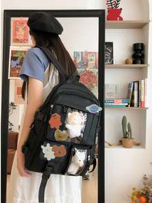 حقيبة ظهر كاواييمع إكسسوارات جذابة، حقيبة ايتا مضادة للسرقة للمراهقين، حقيبة ظهر مدرسية للفتيات والمراهقين وطلاب المدارس المتوسطة، حقيبة ظهر كيوت للأطفال، حقيبة ظهر للحاسوب المحمول