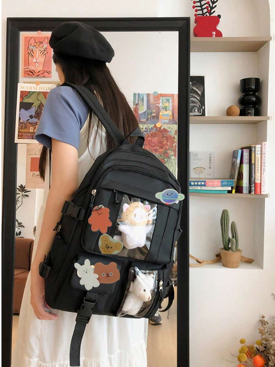 حقيبة ظهر كاواييمع إكسسوارات جذابة، حقيبة ايتا مضادة للسرقة للمراهقين، حقيبة ظهر مدرسية للفتيات والمراهقين وطلاب المدارس المتوسطة، حقيبة ظهر كيوت للأطفال، حقيبة ظهر للحاسوب المحمول