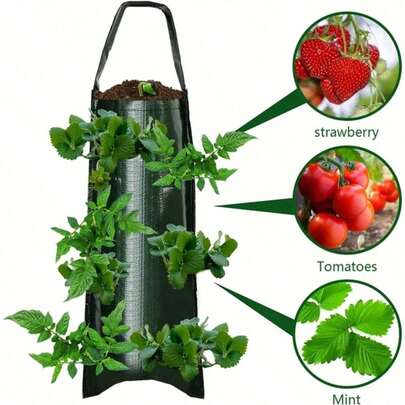 1pc Hanging Strawberry Flowerpot Bag, Strawberry Planting Bag, With 8 Holes, For Strawberry Tomato And Pepper Inverted Tomato Planter Vegetable Planting Bag, Pots, Planters & Container Accessories