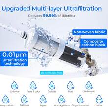 Filtr wymienny Waterdrop WD-CFF-04, system ultrafiltracji do kranu, filtr do wody blatowy, filtr wymienny do zlewu, zamiennik WD-CTF-07, WD-CTF-08, 11 szt. - 1 - Zobacz 9